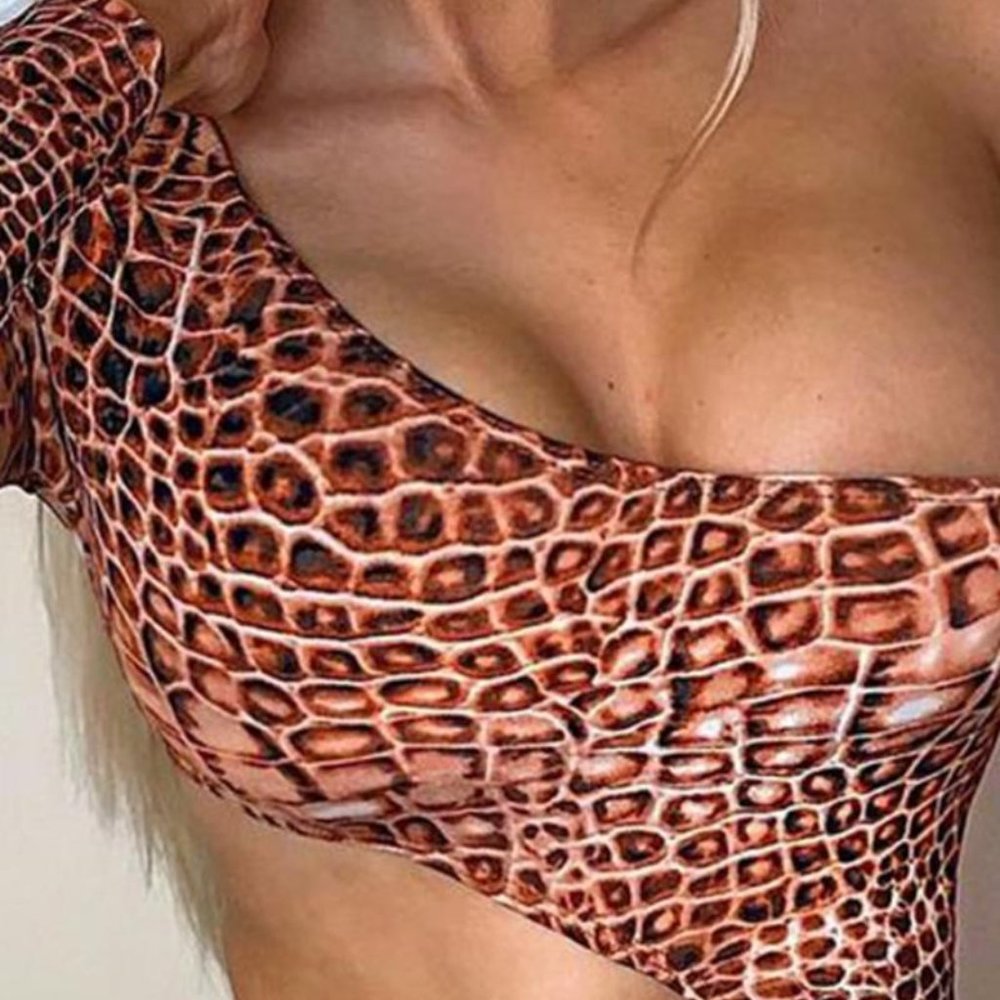 SEXY SNAKE PRINT HOLLOW-OUT BODYSUIT - Picture 2 of 4